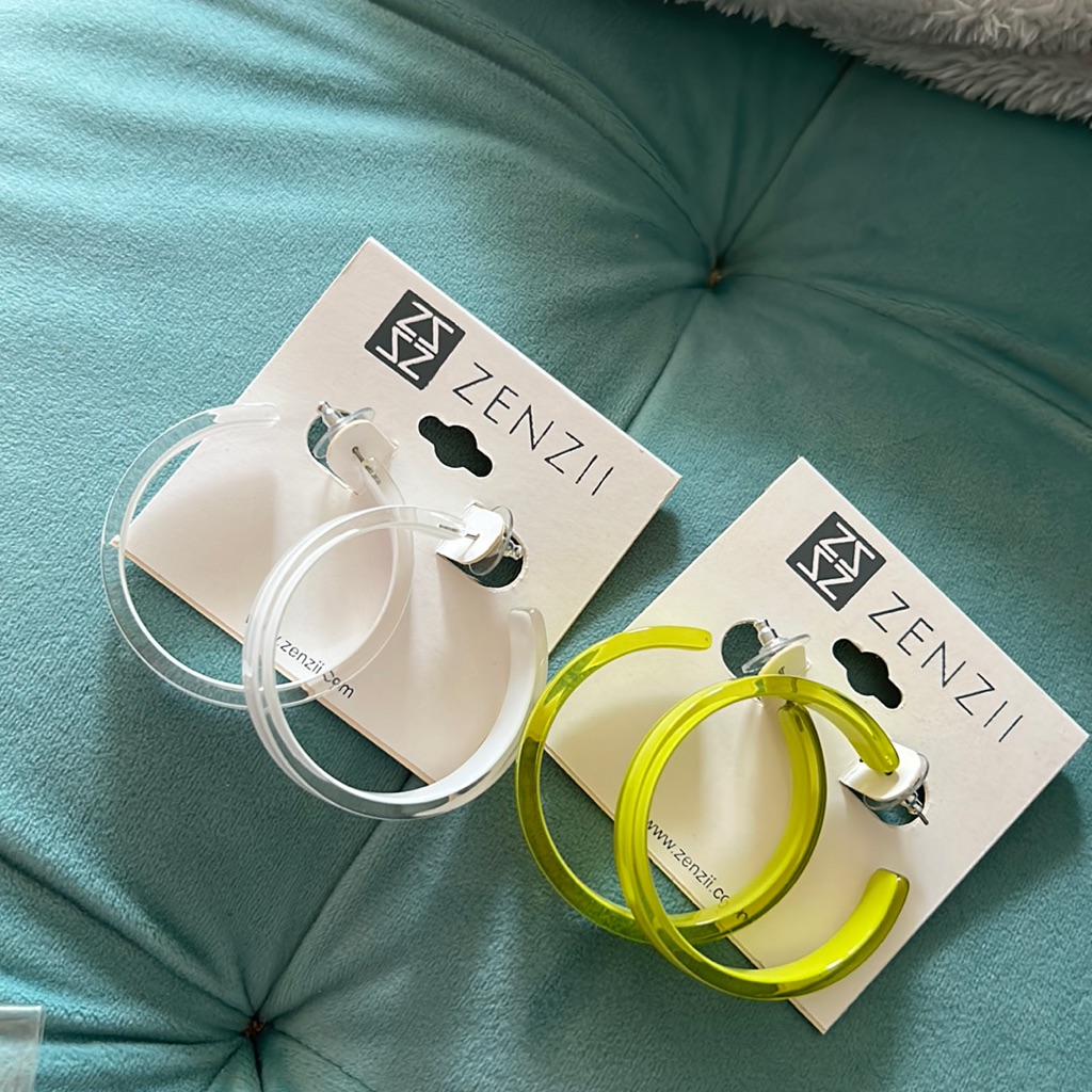 White Or Chartreuse 2” Hoop Earrings-Boutique
